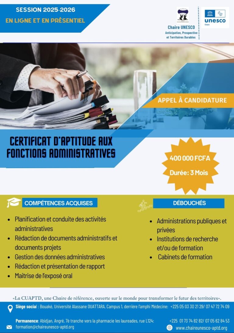 Protégé : CERTIFICAT D&rsquo;APTITUDE AUX FONCTIONS ADMINISTRATIVES