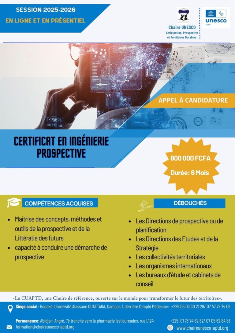 Protégé : CERTIFICAT EN INGÉNIERIE PROSPECTIVE