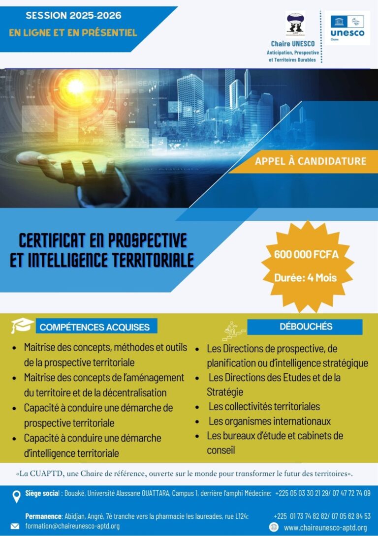 Protégé : CERTIFICAT EN PROSPECTIVE ET INTELLIGENCE TERRITORIALE